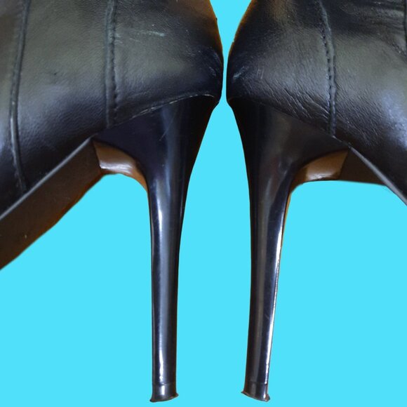 Y2K Aldo Black Leather Booties Ankle Boots Size 6 Pointed Toe Stiletto EUR 36 - Picture 14 of 16